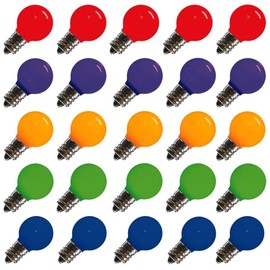Vickerman 647226-0.96 watt 120 volt G30 Candelabra Screw Base Red/Purple/Yellow/Green/Blue Globe LED Light Bulb (25 Pack) Christmas Light Bulbs (XLEDCG30-25)