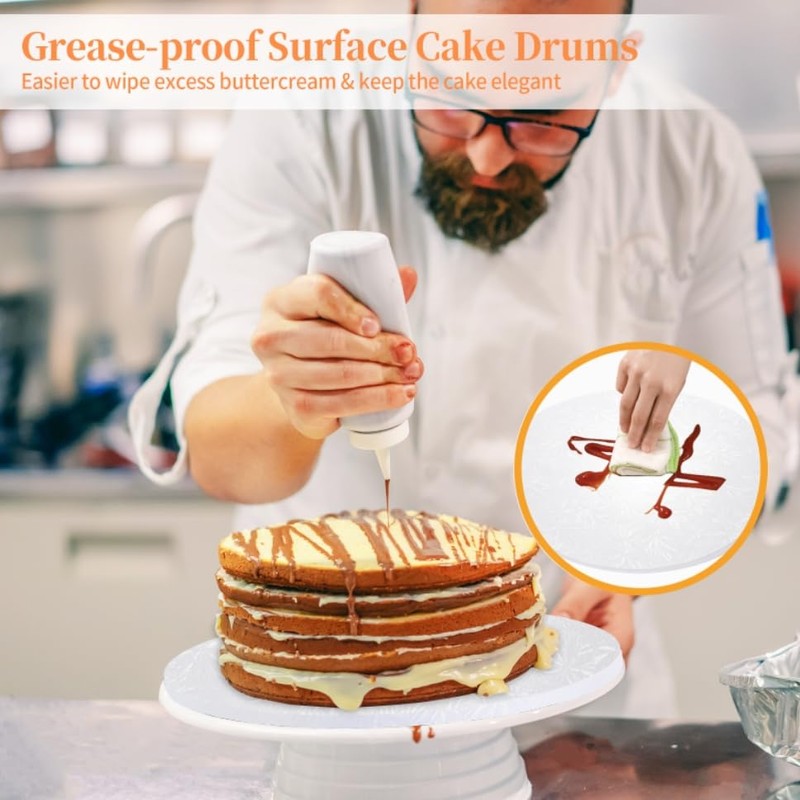 ANSCHER 9 Packs Round Cake Drums 10 Inch, Greaseproof White10