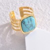 IMINI Square Turquoise Statement Ring for Women Girls Stainless Steel