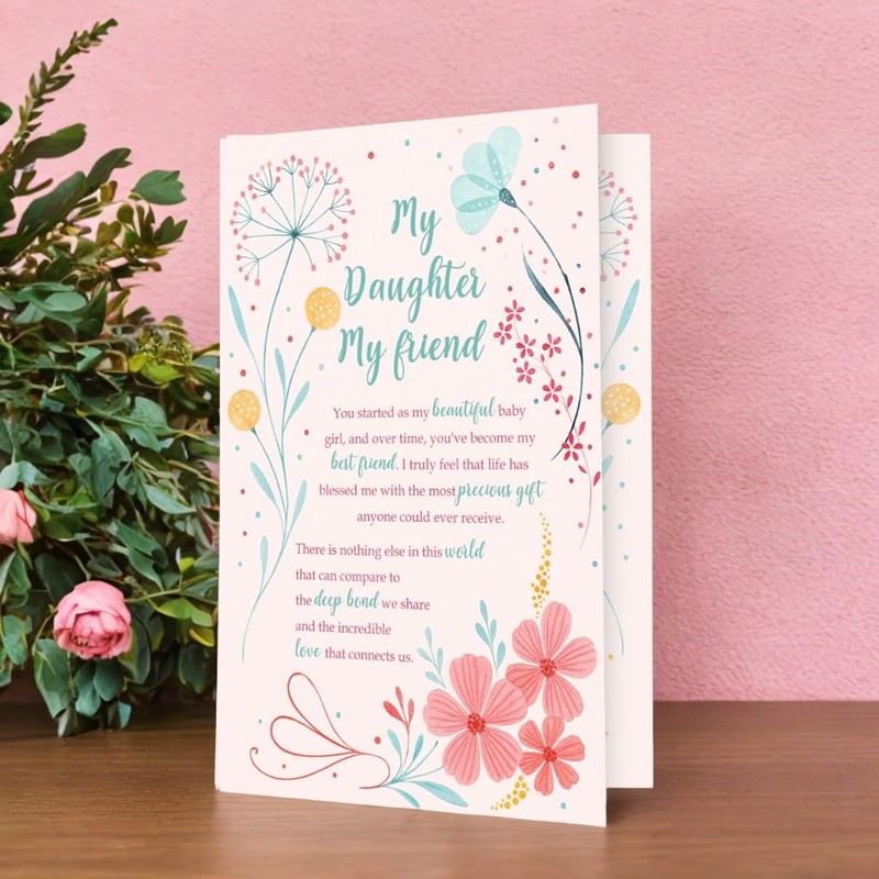 Daughter Birthday Cards - Sentimental Poem and Flowers