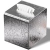 Silver Tissue Box Cover,Square Leather Tissue Box Cover with Magnetic