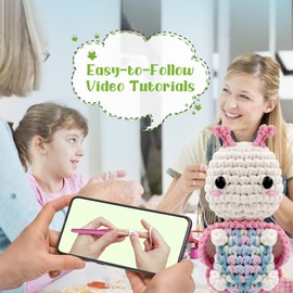 Crochet Kit for Beginners, Butterfly and Firefly Crochet Kit, Crochet Starter Kit with Step by Step Video Tutorials, Birthday for Kids and Adults