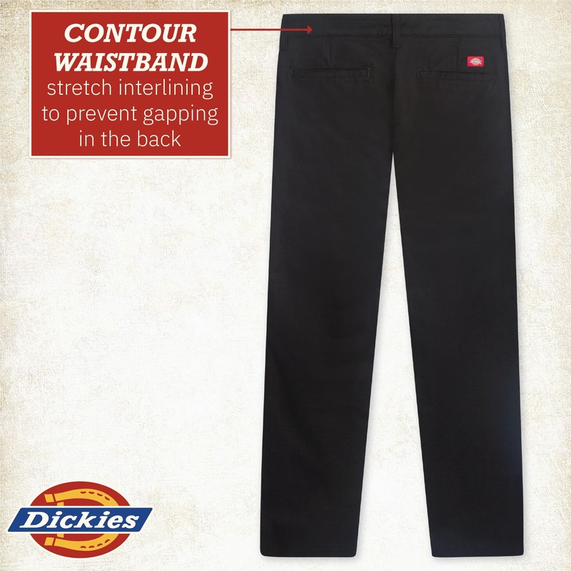 Dickies Women's Straight Flex Twill Pant Pants, Rinsed Black, 16