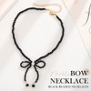Zoestar Bowknot Black Pearl Necklace Crystal Necklace for Women, Non-precious