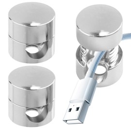 HINZIC 3Pack Cable Anchors for Desk, Metal Phone Cord Holder, Adhesive Cord Clips Silver Adjustable Wire Organizer Charger Management for Nightstand Office Home Desktop Wall