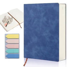 Cuaderno Tapa Dura de Papel Blanco A5 - Cuaderno de Dibujo, con Pestañas De índice Adhesivas, 720 Páginas / 360 Hojas, Tapa de Suave Piel Sintética, p
