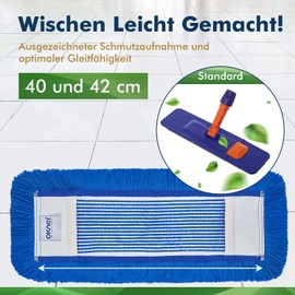 Okaei 1 x Mop Cover (40 cm), Floor Mop Cover for Dry and Wet Cleaning, Floor Mop Cover for All Standard Mop Holders and Presses, High-quality Wiper Cover, Blue