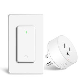 KCMYTONER Remote Control Outlet Plug,Remote Switch Outlet Plug,Wireless On/Off Light Switch Wall Mounted,15A/1500W,TUV List,No Wiring Needed,500ft RF Range,for Lamp,Fans,Household Appliances