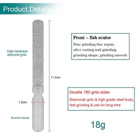 VOGARB Diamond Nail File for Natural Nails, 4.6 Inch Double Sided 180 Grits Emery Boards Metal Toe Nail Files for Thick Toenails and Fingernail (1 Pack)
