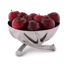Arthur Court Designs Aluminum Deer Elk Antler Pedestal Serving Bowl 10.5 inch Diameter 6.25 inch Tall