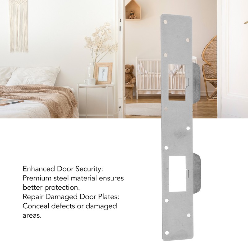 Door Strike Plate Double Holes Steel Reinforced Strong Easy Install