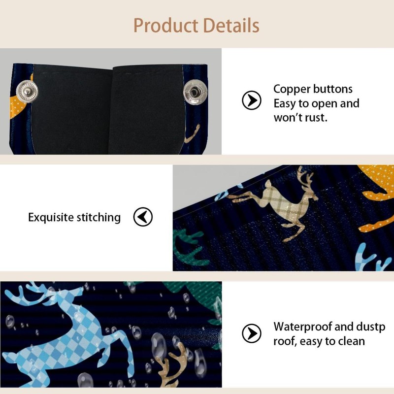 2 Pack Tissue Box Cover Holder, Reindeers Pattern Rectangle Leather