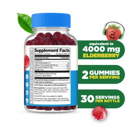 Lifeable Sugar Free Elderberry Gummies for Kids with Vitamin C and Zinc | Kids Immune Support Supplement | Great Tasting Elderberry Gummies | Vegan, Non GMO, Kosher Gluten Free | 60 Gummies
