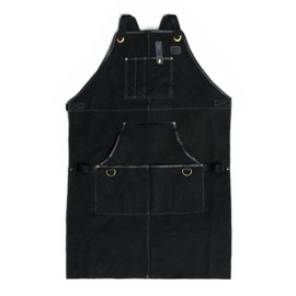 LEATHER VILLAGE Work Apron - Heavy Duty Woodworking Apron for Men with Tool Pockets for Woodworkers, Blacksmiths, Carpenters – Black Color (Size M to XXL)