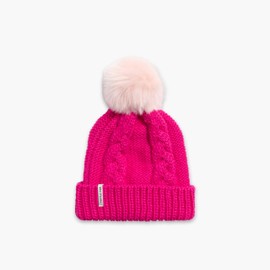 Turtle Fur Youth Girls Lizzy Cuff Knit Faux Pom Beanie, Pink