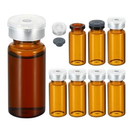 YOKIVE 8 Pcs Sample Vials, Lab Empty Vials | Lab Supplies, Great for Chemistry Lab Chemicals (Amber, 10-ml)