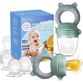 Chupete alimentador de frutas para bebé - Chupetes de dentición frescos, juguete de dentición de frutas para bebés de 3 a 24 meses, 6 piezas de bolsas de silicona para niños, niñas y bebés, mango de