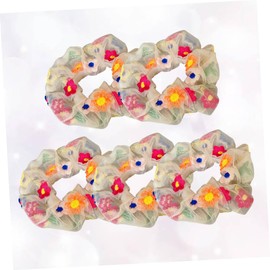 Healvian 5pcs Embroidered Flower Elastic Hair Bands Mesh Ponytail Holders for Women Girls for Parties Daily Wear Stylish Hair Accessories
