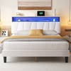DWVO Full Size Bed Frame with Storage, LED Bed Frame