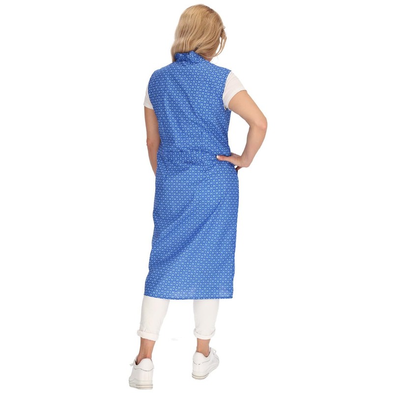 Zip Gown Zip House Dress Cotton Apron Cooking Apron, mid-blue