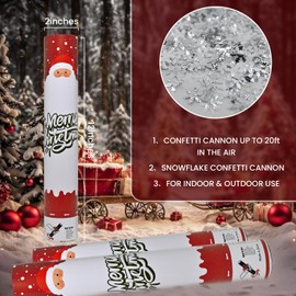 Confetti Cannon Snowflake Confetti Poppers 12Pack for Christmas Decor Party Poppers Xmas White Snowflake Confetti Christmas Party Shooter for Celebration Party Decorations