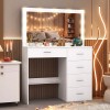 Yamissi Modern 5 Drawers Vanity Makeup Table with 11 Led