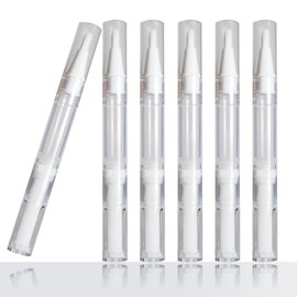 Paquete de 12 bolígrafos giratorios transparentes de 3 ml, vacíos con cepillo para polvo, botellas de aceite para cutículas vacías, bolígrafo de aceite para cutículas aspiradora para brillo