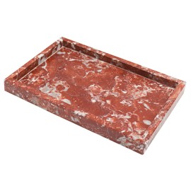 Luxury Red Marble Decorative Tray – 11.8" × 7.9" Natural Solid Stone Vanity Tray for Bathroom, Kitchen, Coffee Table, Jewelry, Makeup, Dresser – Elegant Home Décor & Gift