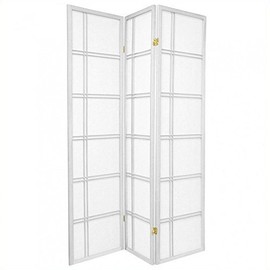 ORIENTAL Furniture 6 ft. Tall Double Cross Shoji Screen - White - 3 Panels