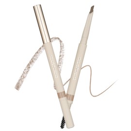 Heart Percent Dote On Mood Edge & Flat Eyebrow Pencil, Soft & Delicate Brow Retractable Definer w/Built-in Shaper and Spoolie, L1.Light Brown