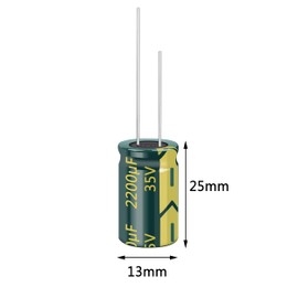 Cermant 10pcs 35V 2200UF High Frequency Electrolytic Capacitor 13X25mm(0.51x0.98in) Aluminum Electrolytic Capacitors is Suitable for Household Appliances, Electronic Machines, Instruments and Meters