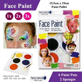 TooToo Face Painting Kit for Kids Adults 6 Paint Pots 2 Sponges, Face Paint Set with Stencil One Stroke Split Cakes Palette Non Toxic Rainbow Flora Dolphin Unicorn Flame Body Paint Fast drying