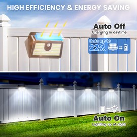 [2 Packs] Solar Motion Sensor Outdoor Lights, Super Bright Solar Lights Outdoor Waterproof, 3 Lighting Modes Security Wall Light for Outside Walking Dog Fence Backyard Deck Garden Door Step Garage