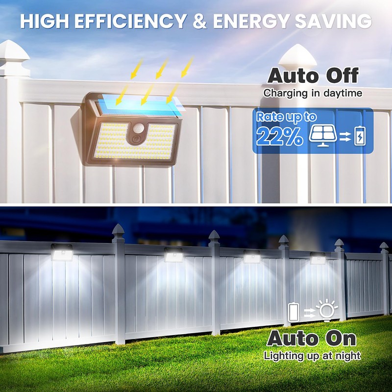 [2 Packs] Solar Motion Sensor Outdoor Lights, Super Bright Solar