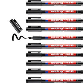 edding 143 B permanent pen - black - 10 pens - chisel nib 1-3 mm - pen for writing on glass, plastic, foils and smooth surfaces - permanent, quick-drying, smudge-proof and waterproof