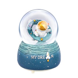 Astronaut Crystal Ball Musical Snow Globe Crystal Ball Manual Snowfall Ball Artware Colorful Lights Water Globe Ball Exquisite Desktop Ornament Birthday Present for Kids