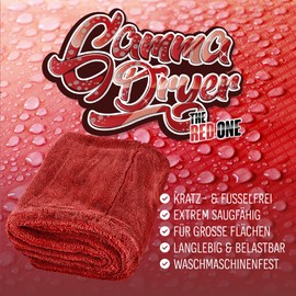 Nuke Guys Gamma Dryer XXL – Ultra Absorbent Drying Cloth 1400 gsm Red 50 x 80 cm – Lint-Free Rounded Soft Fibres Scratch-Free Extra Large – Premium Microfibre Cloth for Cars, Motorcycles, Bicycles
