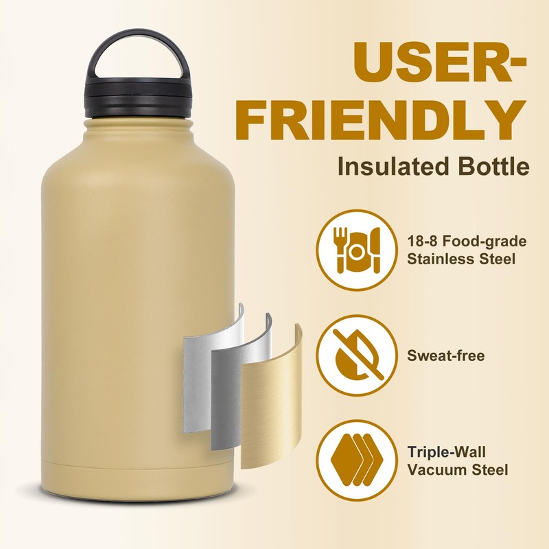 KawaGebo Kamp Half Gallon Water Bottle with Straw - 64