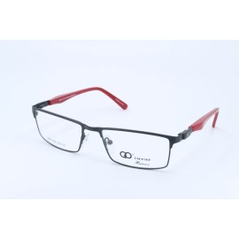Gianni Po GP P49 Black-Red Rectangle Unisex Full Rim 52-16-135 Eyeglasses Frames