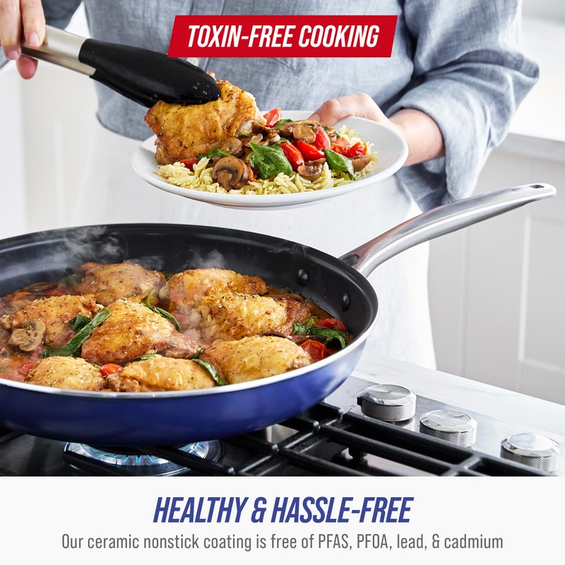 Blue Diamond 11 Piece Cookware Set, Diamond Infused PFAS &