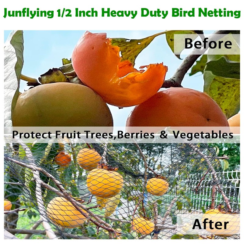 Junflying Bird Netting 20 x 20 FT Heavy Duty 1/2