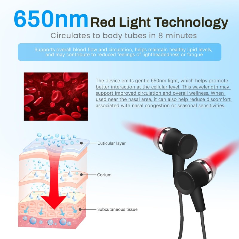 650nm Red Light Therapy Device for Nose & Ear -