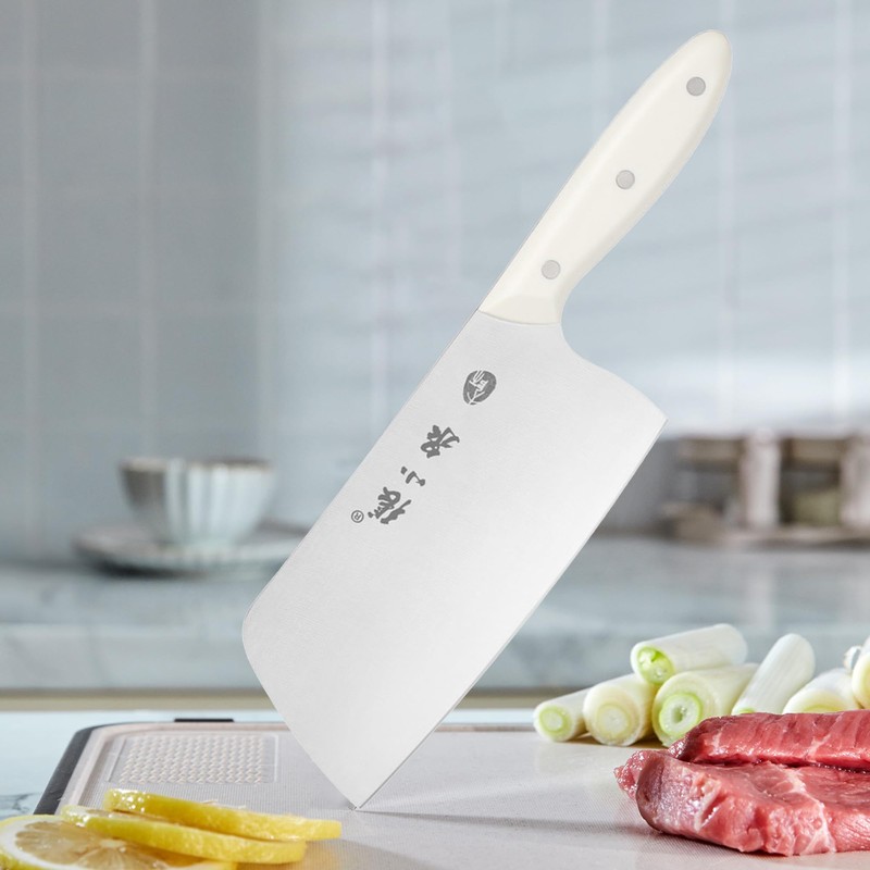 ZHANG XIAO QUAN SINCE 1628 Meat Cleaver, White Stainless Steel