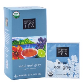 Hawaiian Natural Tea Organic Maui Lavender Earl Grey Tea Bags - Premium Black Tea - Antioxidant Rich - 20 Tea Bags