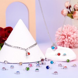 Craftdady 24pcs Birthstone Bracelet Charms Flat Round Dangle Earring Pendants Crystal Glass Rhinestone Charms Rhinestone Necklace Pendants 10x6 mm for DIY Craft keychain Jewelry Making