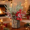 Mljsh Small Christmas Table Centerpiece with Pinecones & Red Berries,