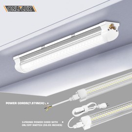 ONLYLUX LED Shop Lights, LED Tube Light 25W 6000K, Garage Lighting, Super Bright, Under Cabinet Lighting, Linkable with Plug Shop Lights for Garage Workbench Workshop Basement (2 Pack)