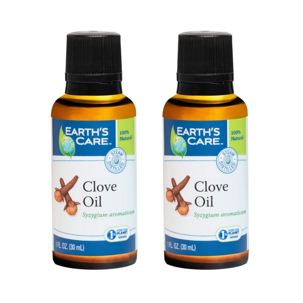 Earth’s Care Clove Oil - Essential Oil for Aromatherapy - 100% Pure Clove Oil - Steam Distilled - 1 Fl OZ (2 Bottles)