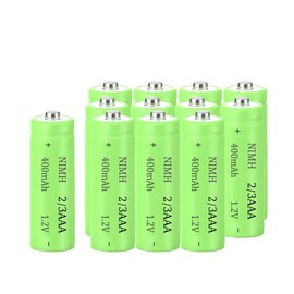 1.2v 2/3 AAA 400mah NiMH Rechargeable Batteries with Button Top for DIY LED Solar Light,12 Packs