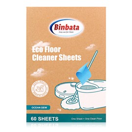 Binbata Eco Floor Cleaner Sheets, 60Pcs(Up to 120Load) Plastic Free Hardwood Cleaning Sheets Household Cleaner for Mopping, Safe for Pets & Kids